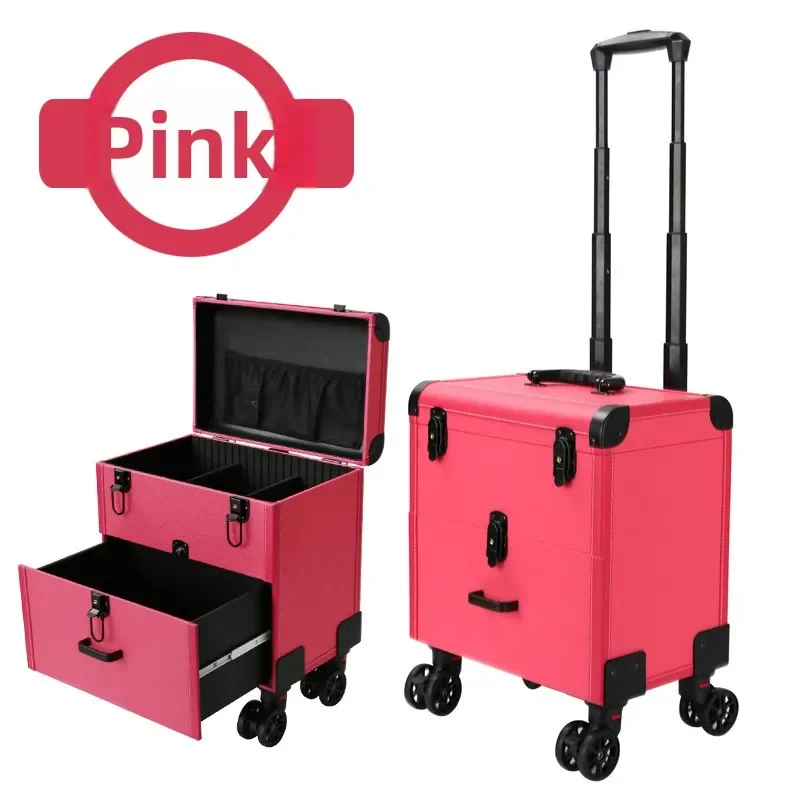 Beauty Case Trolley Durable Multi Layer Rolling Cosmetic Box for Nail Art Embroidery Tools Makeup Rolling Case Makeup Box view 3