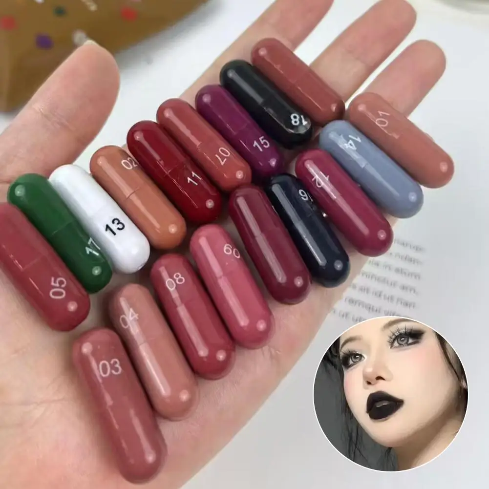 1set Capsule Mini Lipstick Set Matte Velvet Macaron Color Lipstick Easy Long Cosmetics Lip Capsule Lipstick Waterproof Last E7F9