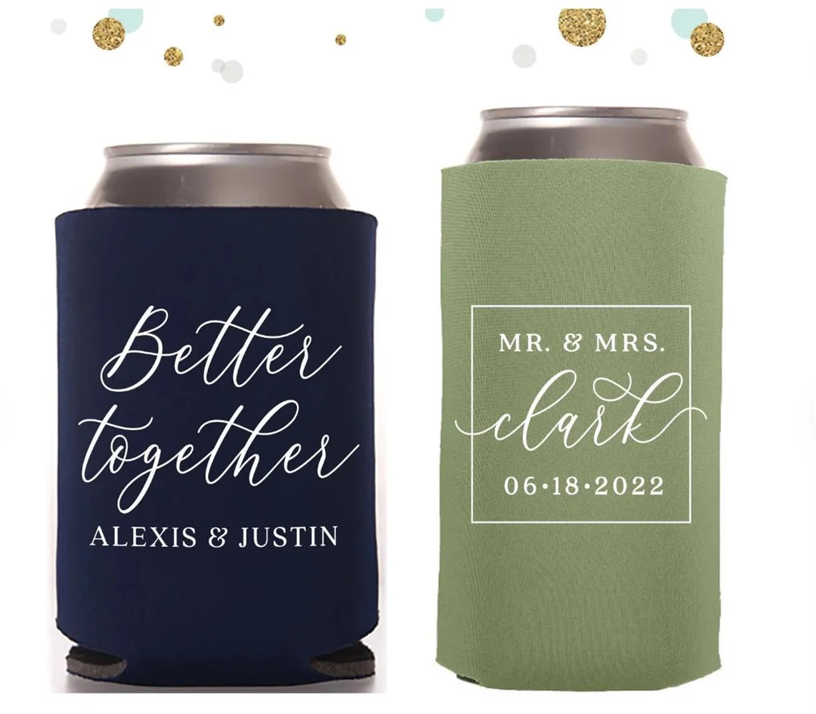 Wedding Regular & Slim Can Cooler Package #186RS - Better Together - Custom - Wedding Favor Pack, Wedding Favor, Beer Holder,