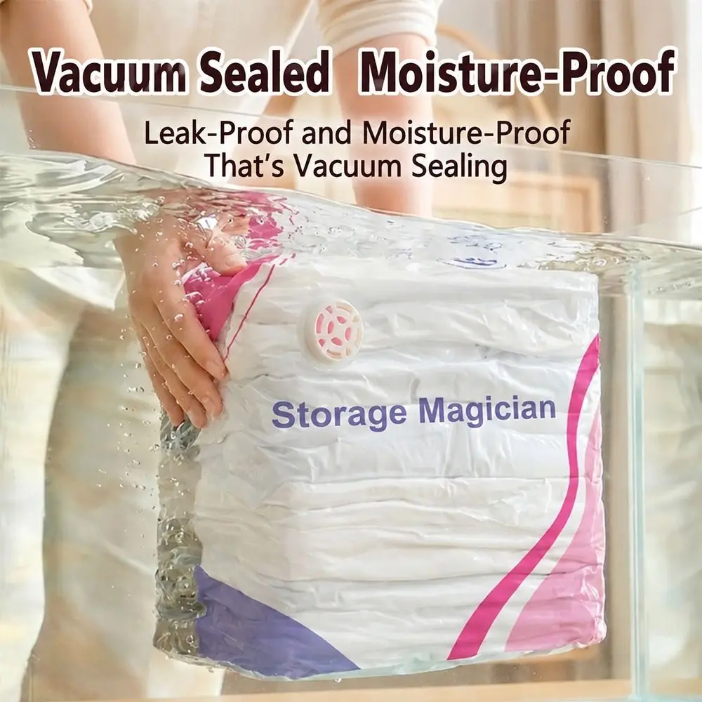No Pump Vacuum Storage Bags Large Capacity Dust-proof Seal Compression Bag Space Saving Press & Seal Clothes Blankets Organizer