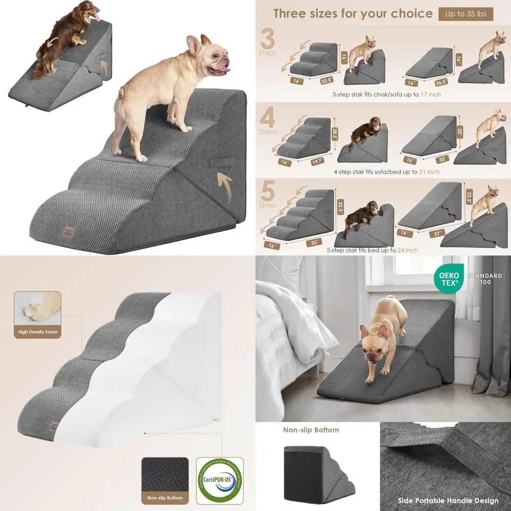 

Изогнутая складная рампа для лестниц для высоких кроватей 19,7 дюйма, 4-ступенчатые ступеньки для собак для маленьких собак и кошек, лестницы для домашних животных для высокой лестницы