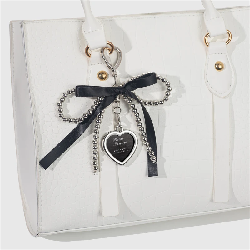 Delicate Beaded Key Chain White Pearl Bow Keychain Decoration For Bags Phones Korean Fashion Accessories