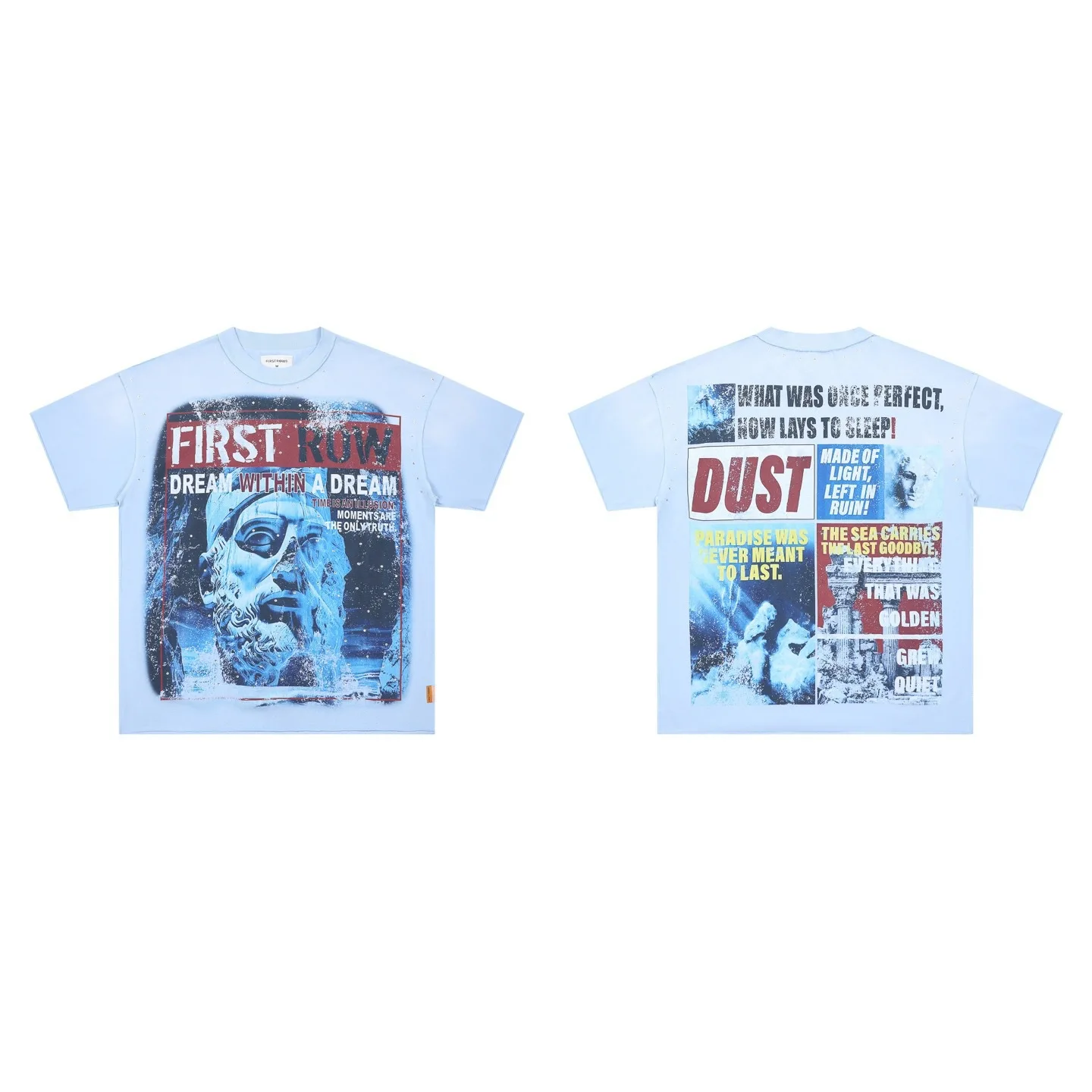 First Row Summer LOST UTOPIA RUINS DREAM CROPPED Trendy Beaded Short-Sleeved T-Shirt Trend
