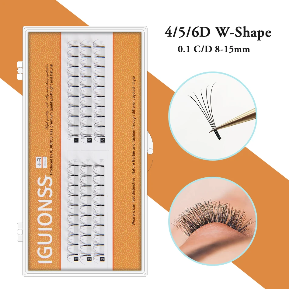 IGUIONSS 3 rows 4D 5D 6D Soft Natural Mink Eyelashes Handmade Premade Volume Fans Eyelash Extension Maquillage Femme False Lash