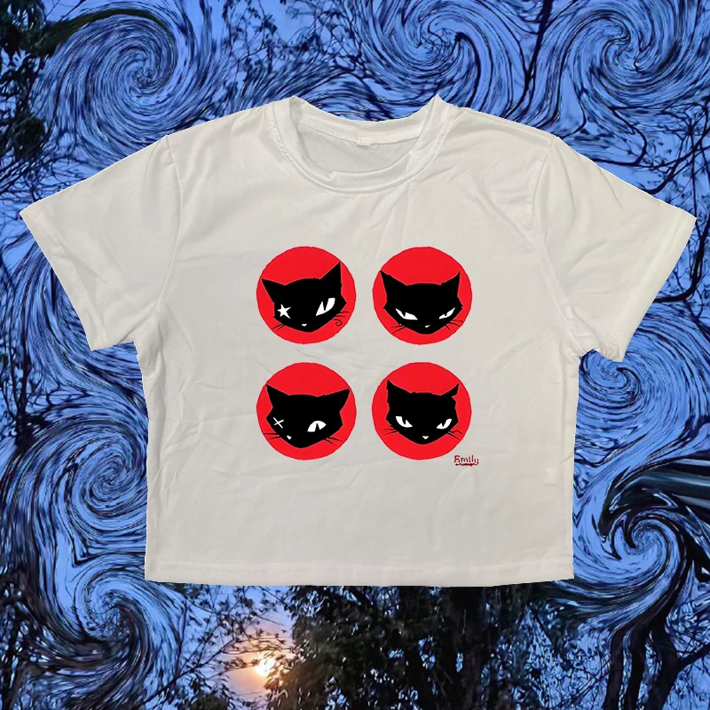 

90s Vintage Harajuku Punk Fun Woman T-shirt Y2k Streetwear Trashy Gothic Baby Women Tee Summer 2000s Fashion Slim Sexy Crop Tops
