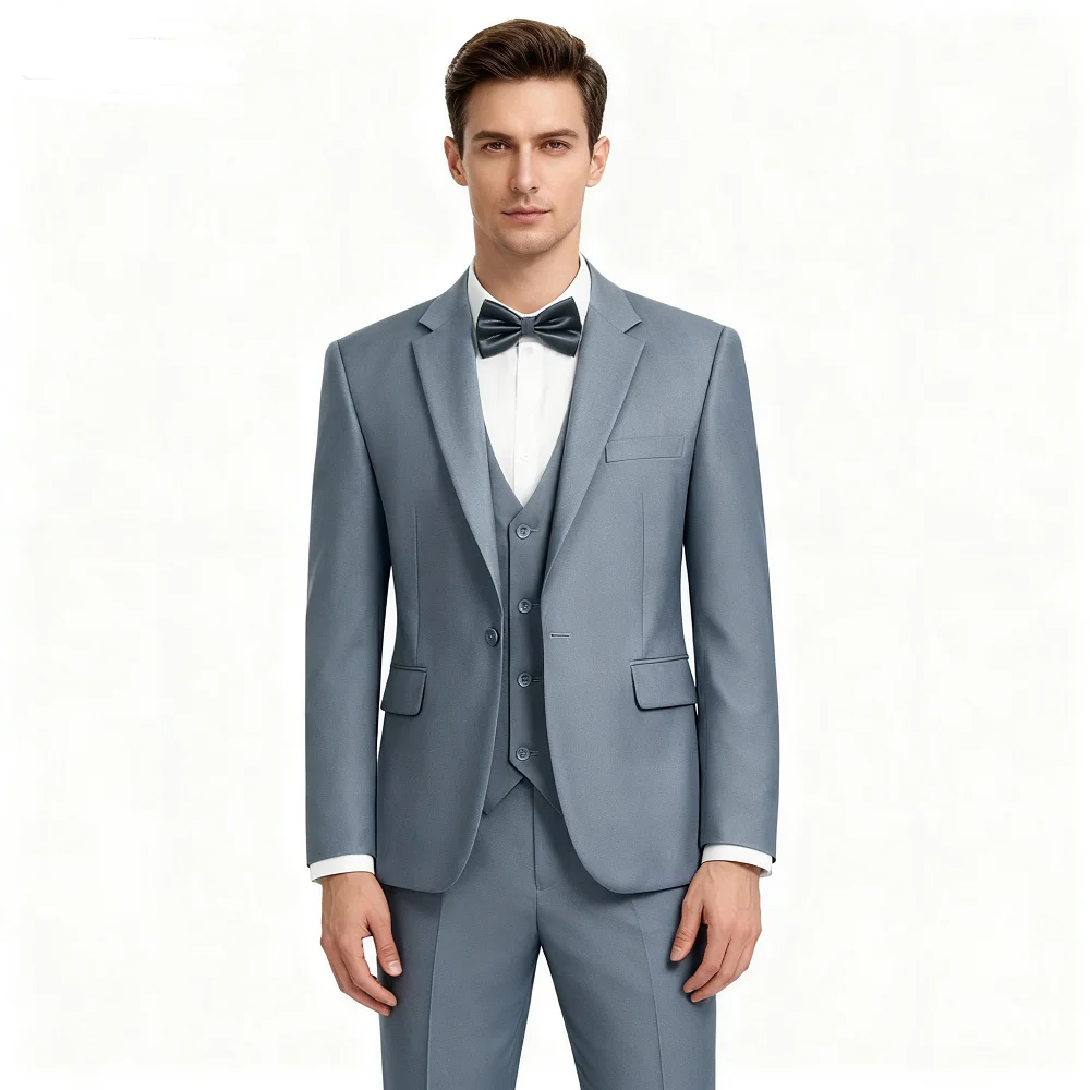 

Men's Slim Fit Double Breasted Blazer Vest And Pants Set Groom Tuxedo Business Party Wedding Attire
