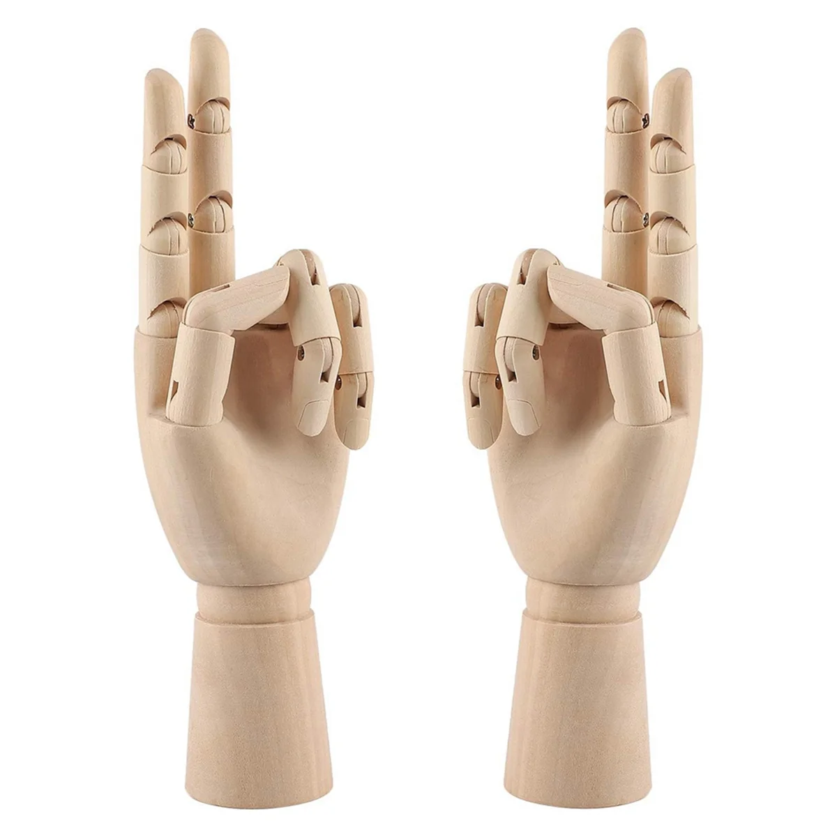 Wooden Hand Model, 2 PCS, 12 Inches Left and Right Hand Art Mannequin Figure with for Hand Jewelry Display, Decoration