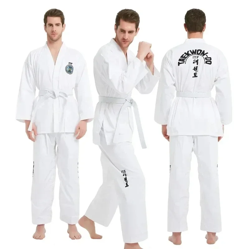 Professional ITF Taekwondo Uniform Taekwondo Student Doboks Suit Kimono Martial Arts TKD Clothes Long Sleeve Fitness Gi