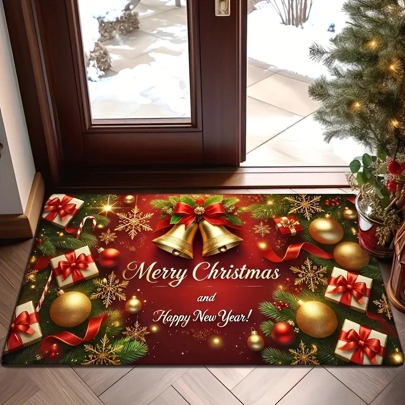 Christmas Bell Welcome Doormats Winter Xmas Home Decor Balcony Hallway Living Room Entrance Non-slip Carpets Navidad Decorations