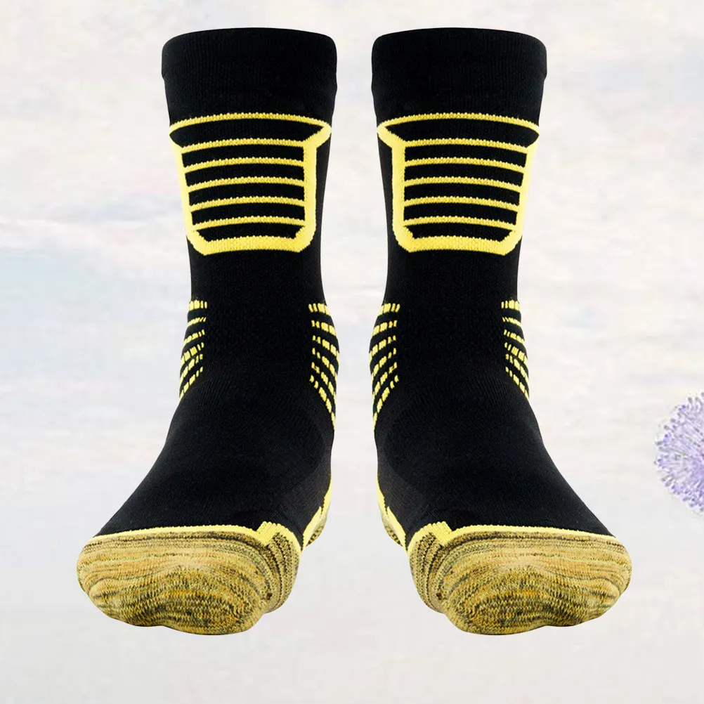 

1Pair Yellow -Loop Basketball Socks Breathable Sweat Absorption Sports Fitness Socks Adults 38-41 Comfortable Running