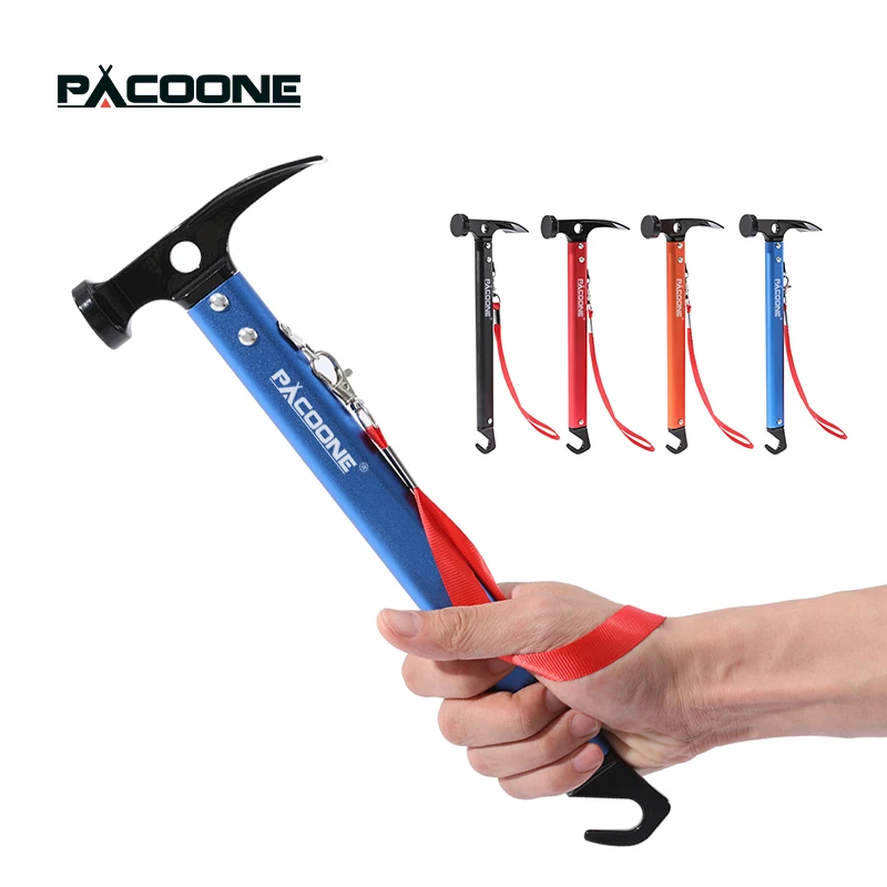 PACOONE Outdoor Survival Tool Camping Multifunctional Hammer Pocket Multi Tools Aluminum Alloy Hook Life-samer Outdoor Tools New