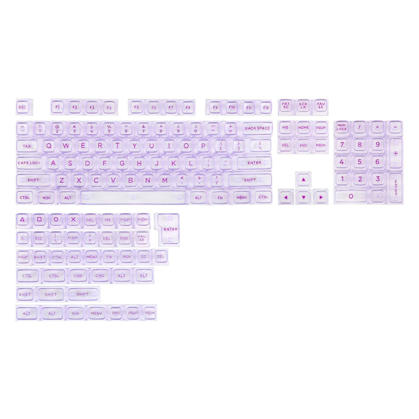 KiiBOOM Luminous Spectrum Transparent PC Keycaps Set ASA Profile 146 Keys Keycaps for Mechanical Gaming Keyboard