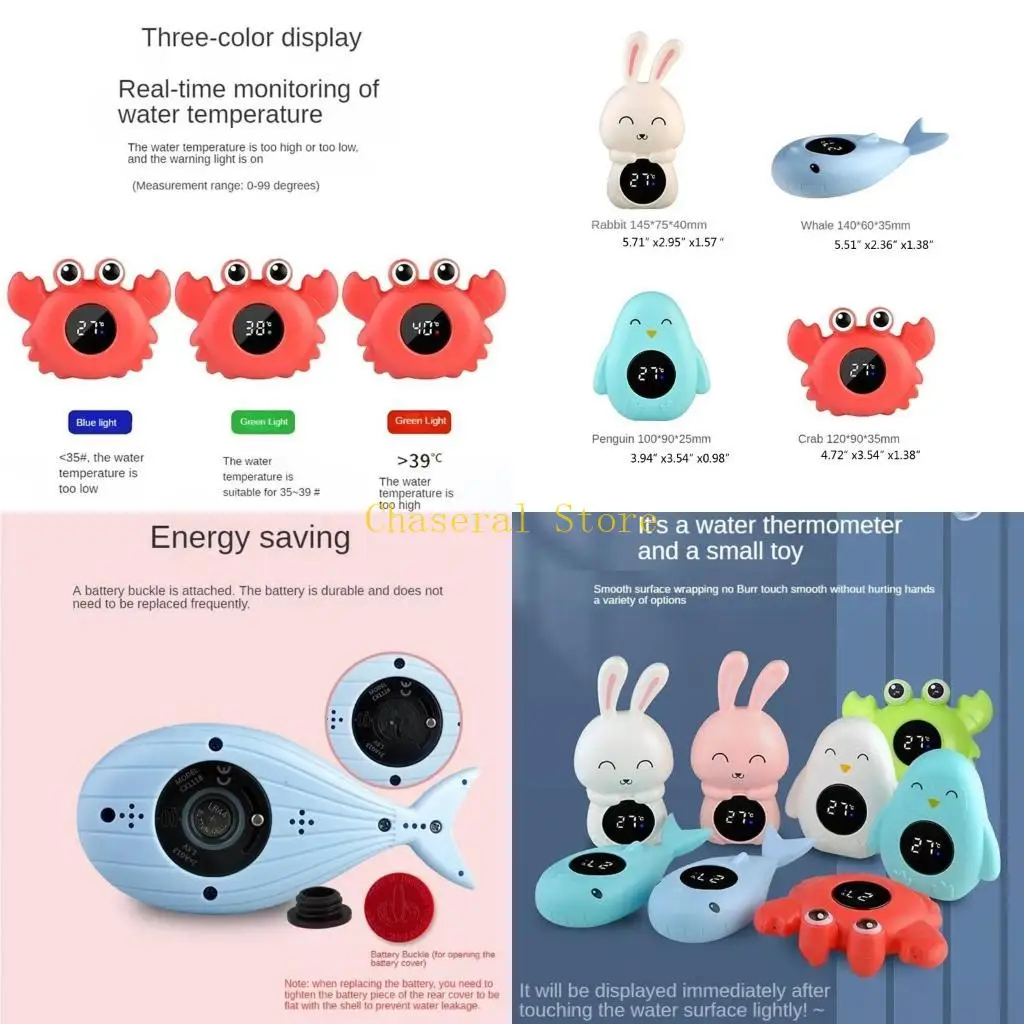 E7CE LED Digital Thermometer Baby Bath Thermometer Safety Bath Floating Toy Cartoon Water Temperature Meter for Newborn