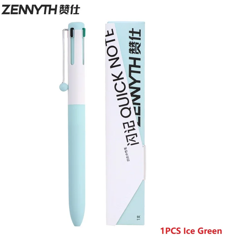 ZENWYTH QUICK NOTE 4-Color Pens INS Style No-Residue Clip Silent Click Anti-Broken Ink Gel Pen Note-Taking Exam Study Supplies