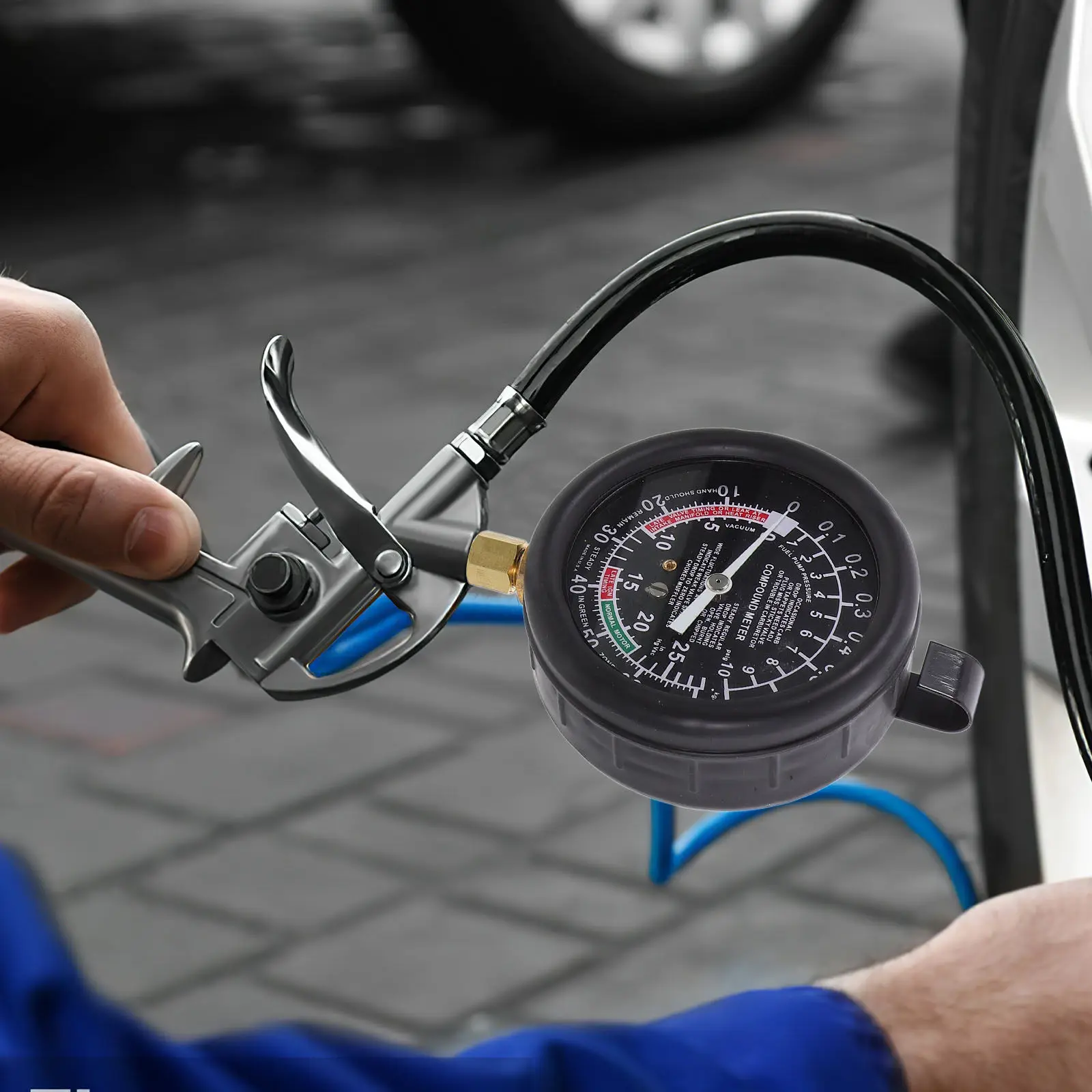 

Fuel Pressure Tester Kit for Cars Heavy Duty Vacuum Gauge Automotive Grade Precision Tool Portable Universal Fit for DIY