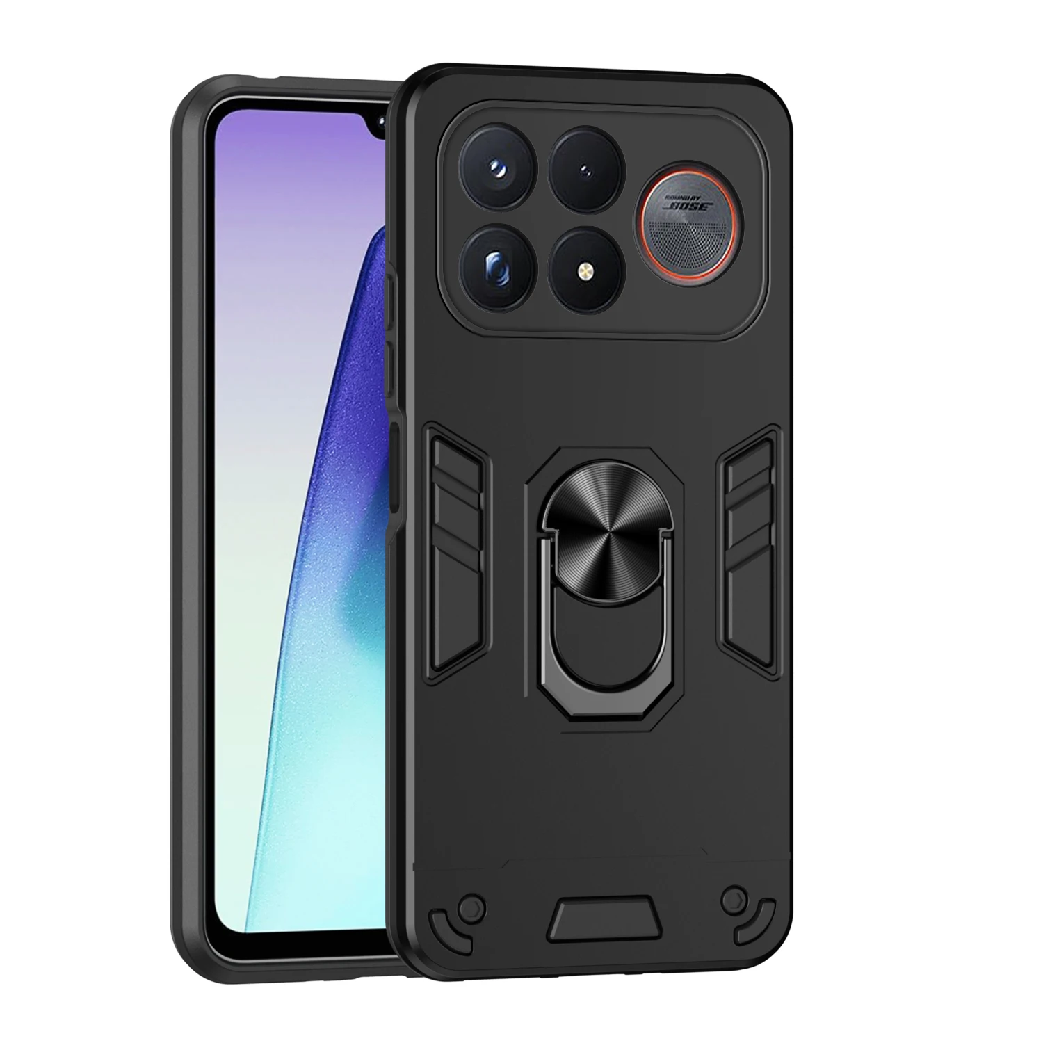 Rugged Armor Case For Xiaomi POCO F9 Pro Ultra M8 Power 5G Heavy Duty Shockproof Cover with 360° Rotating Metal Ring Stand
