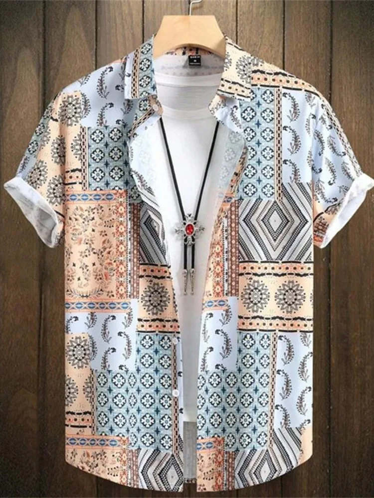 

Мужской ort Sve irt Воротник с принтом Свободный крой из полиэстера Весна Лето Повседневная одежда Цветочный узор с принтом Легкий уход Тонкий коврик...