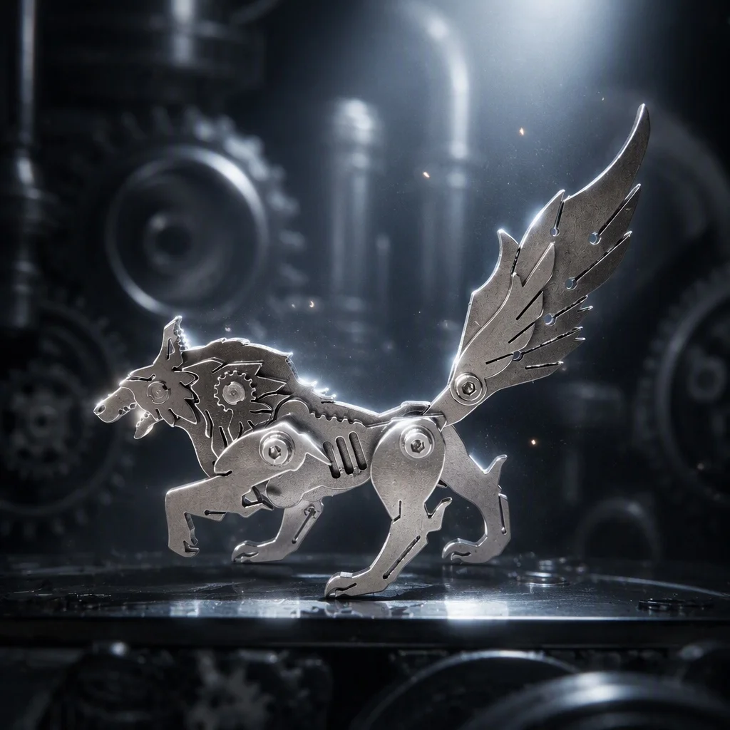 MOKR Kleiner Wolf 3D Metallpuzzle Kinderspielzeug Denkspiel-Puzzles für Erwachsene Weihnachts- und Geburtstagsgeschenk DIY Montagemodell-Bausätze