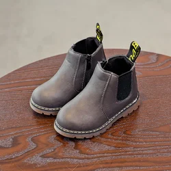 Kids Chelsea Boots for Boys Girls Toddlers Big Children Ankle Boots with Zipper Warm Thick Plush Autumn Winter Fashion Boots