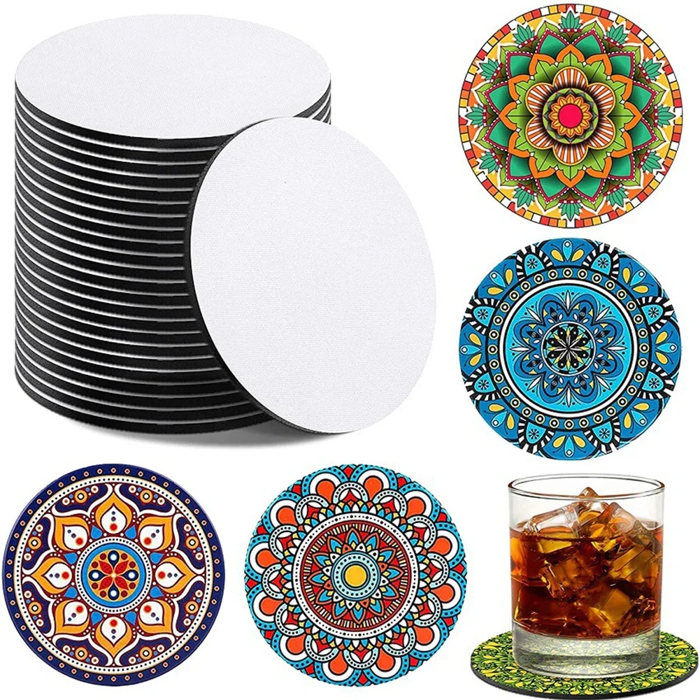 10 Pcs DIY Graphics Sublimation Cup Mat Coasters Blanks Round Square Heart Shape Table Decoration And Accessories