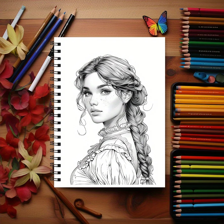 Elegant Woman Unzip Coloring Book for Stress Relief And Positive Thinking 22 Pages 8.3 X 11.2 Inches Suitable for Teenagers