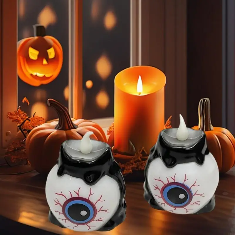 2 حزمة من مصابيح مقلة العين العملية للهالوين، مجموعة تزيين الحفلات ذات تأثير وميض آمن، شمعة إلكترونية آمنة، نسيج بلاستيكي #2