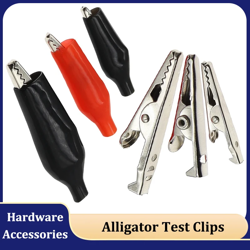 Klip Buaya 28 35 45mm Hitam Merah 10/20Pcs Penjepit Listrik Buaya untuk Pengujian Probe Meter Plastik Lunak Klip Uji Alligator