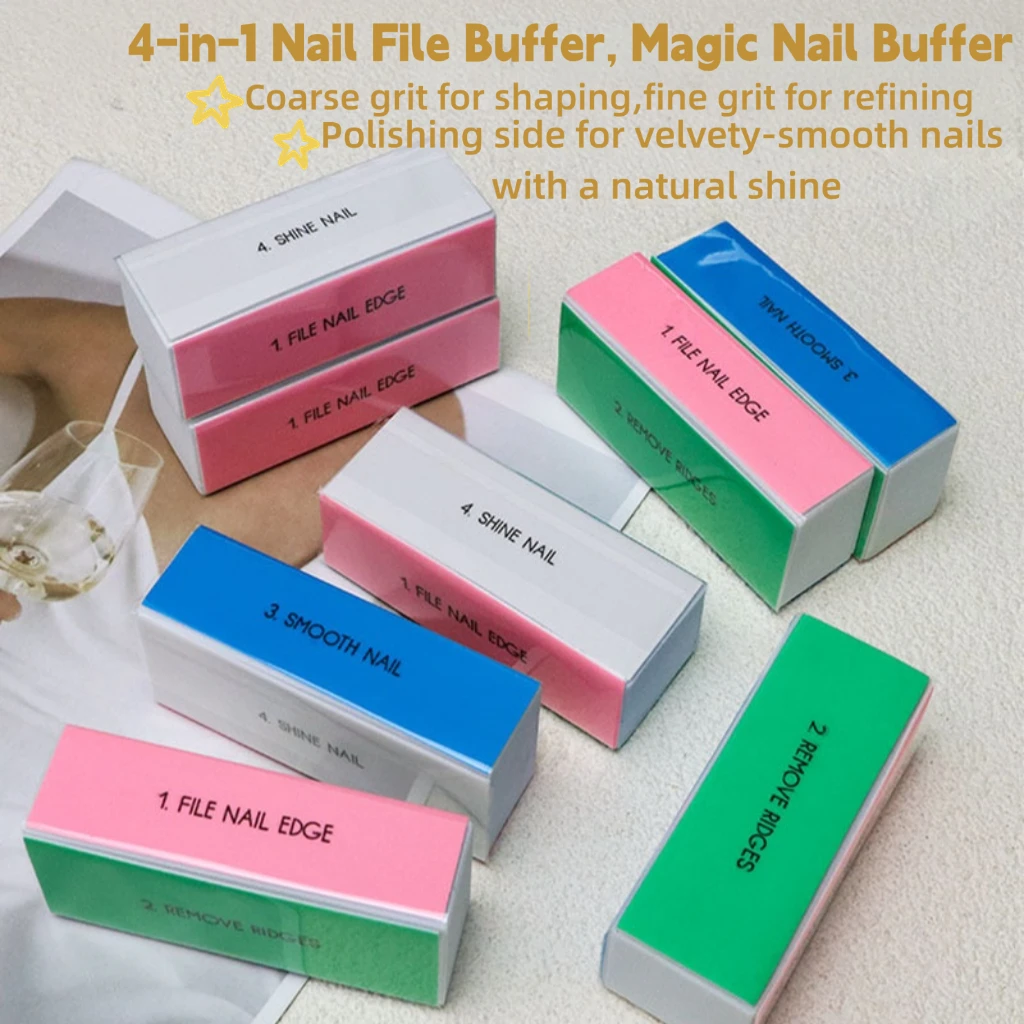 1/20pcs Nail Buffer Block 4 Step Colorful Buffing Block Shine Polishing Nail File for Home and Salon DIY Use