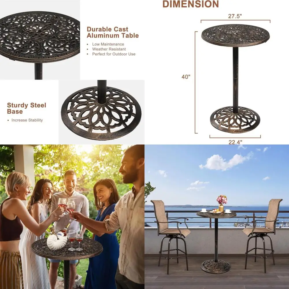 

Круглый уличный барный стол высотой 40 дюймов, диаметр 28 дюймов, идеально подходит для патио или бистро