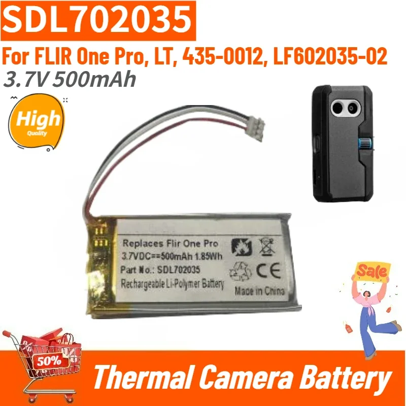 

SDL702035 High Quality Thermal Camera Battery 3.7V 500mAh for FLIR One Pro, LT, 435-0012, LF602035-02 Brand New