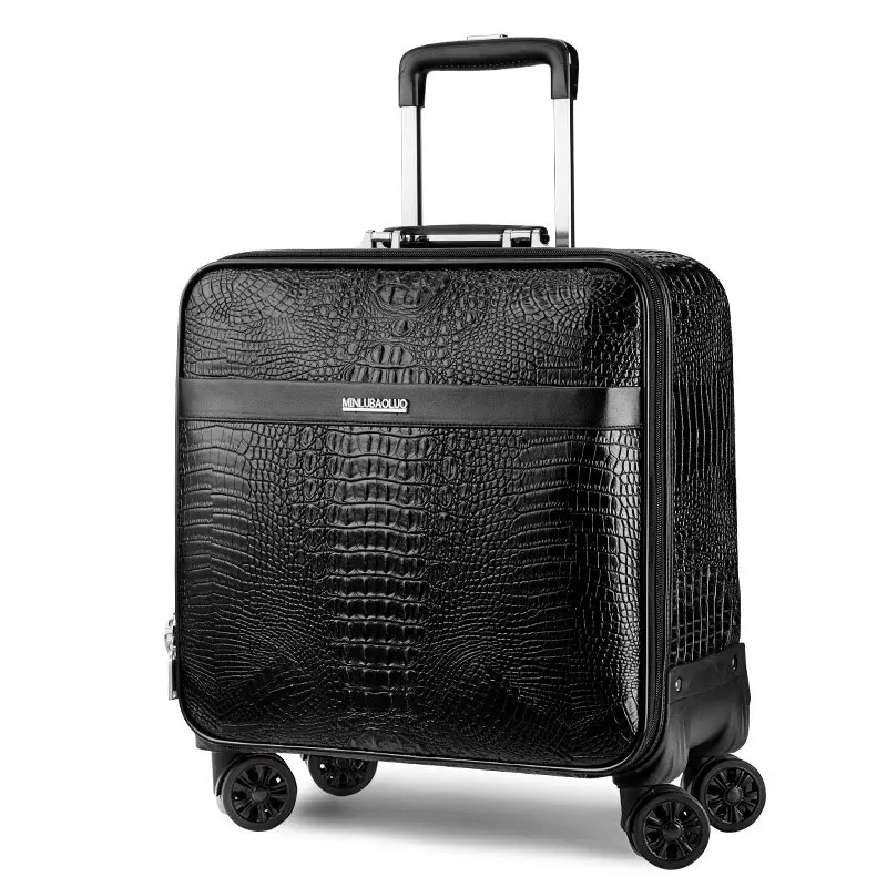 Suitcase New Alligator Print 20 Inch Horizontal Travel Boarding Box 24 Inch Leather Box Men\'s Business Password Luggage Trunk