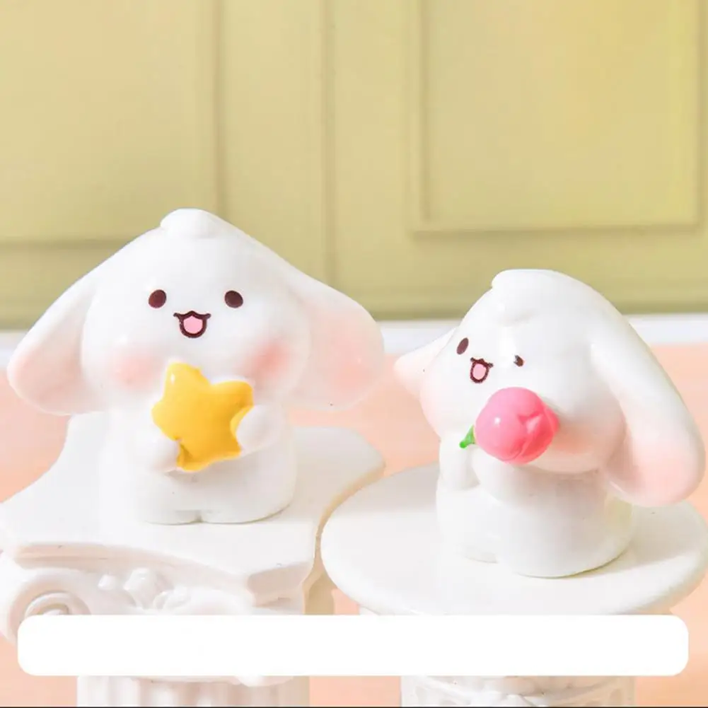 Home Decor Miniature Mini Rabbit Figurines Set Cartoon Bunny Resin Tiny Fairy Garden Ornaments for Dollhouse Micro Landscape