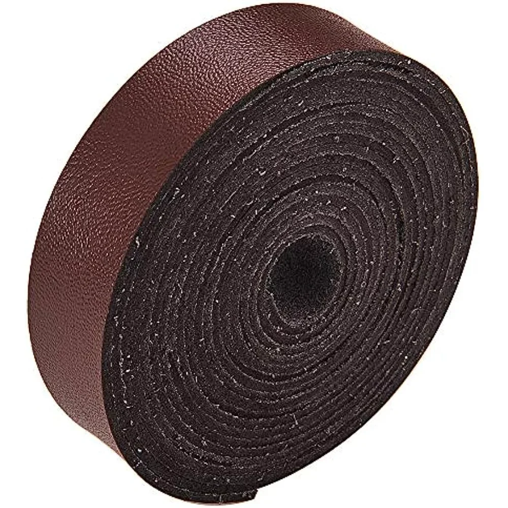 Leather Strap 3/5 Inch Wide 78 Inches Long Leather Belt Strips Cord Coffee for Making Bag Strap Leather Bracelet