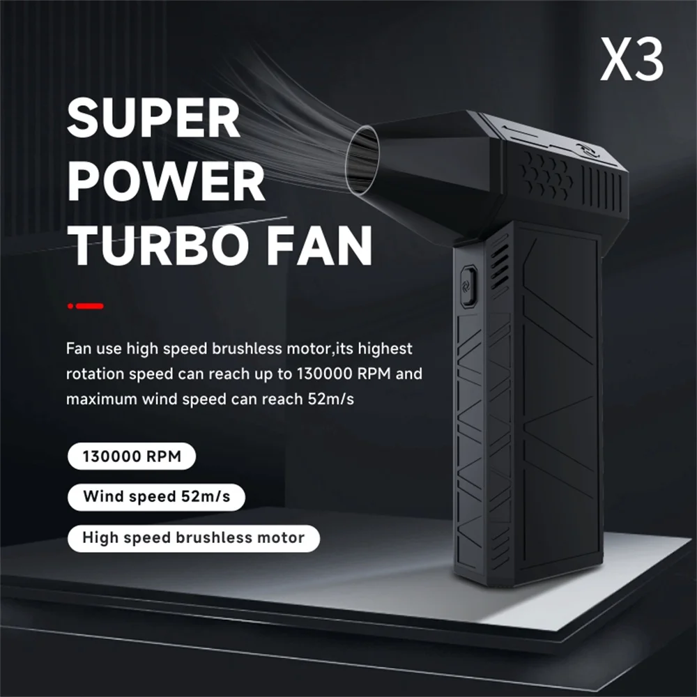 

Violent Fan X3 Super Power Turbo Fan 130000RPM High-speed Turbo Brushless Handheld Rechargeable Outdoor Powerful Dusting Hair Dr