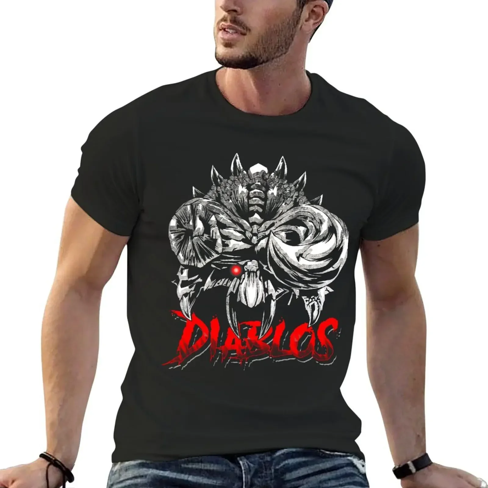 

Diablos MHW T-Shirt summer 2025 Anime t-shirt rapper graphic tees plus size tops T-shirts for men cotton