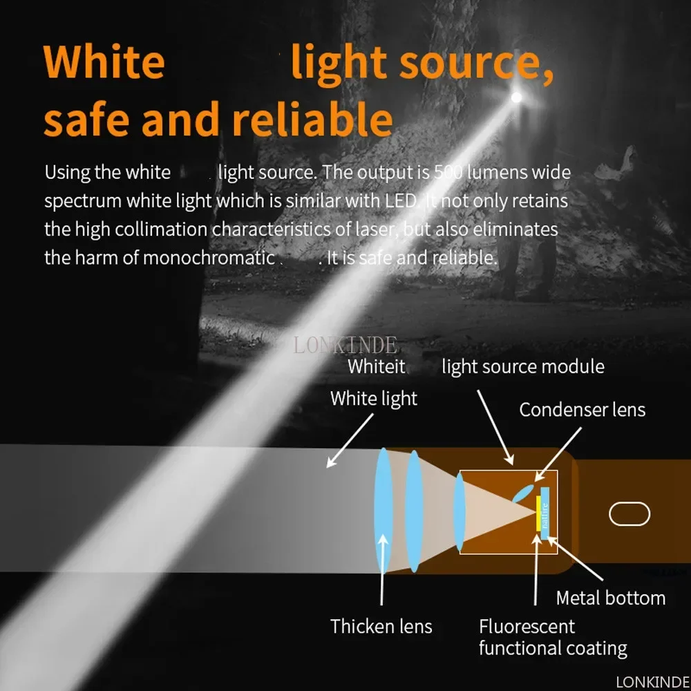 Imagem -02 - Lanterna Tática Super de Longo Alcance 5km Alta Potência Tocha Led Gt10 Usb Recarregável Lâmpada Leve Forte Lanterna Portátil ao ar Livre