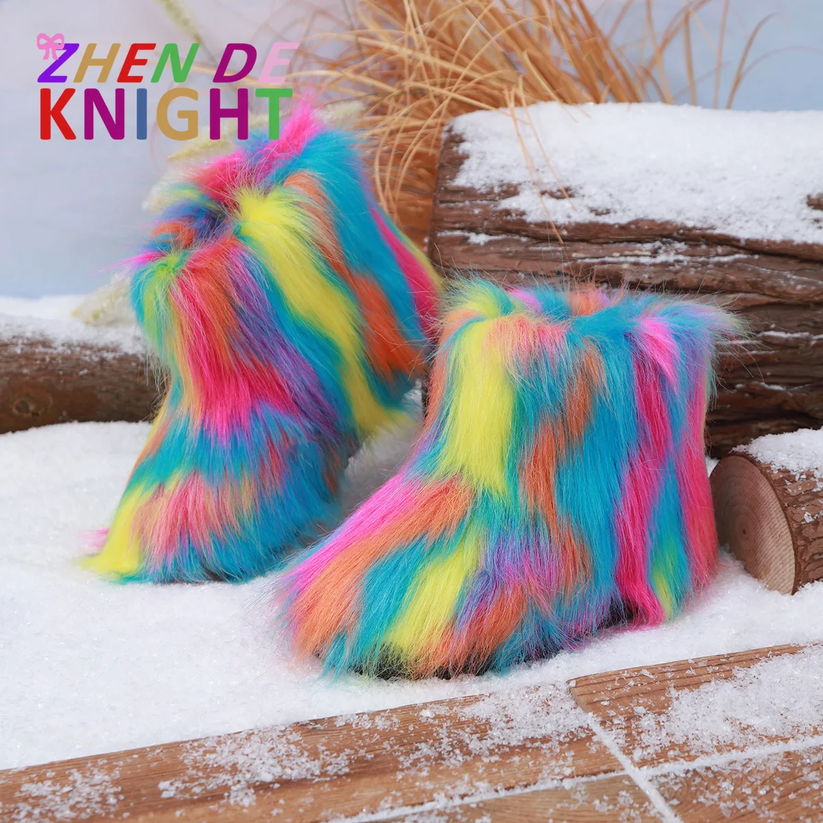 

Fashion Cute Fuzzy Snow Boots for Girls - New Winter Warm Fleece-Lined Short Ankle Boots