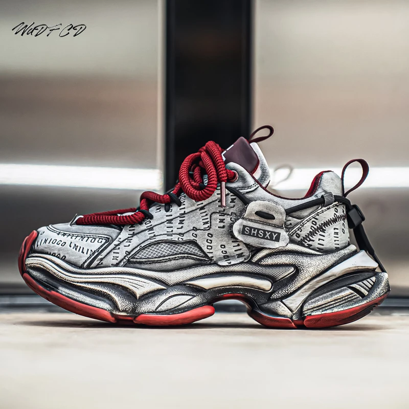 

Массивные кроссовки, мужские дизайнерские легкие подходящие спортивные туфли, модные повседневные туфли из кожаной ткани, дышащие туфли на платформе с увеличенной высотой