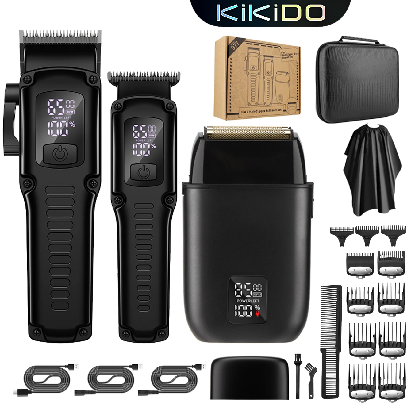 

KIKIDO 3 in 1 Electric Hair Clipper and Shaver Set Professional for Barber Men Hair Trimmer Electric Shaver Hair CuttingMachinE