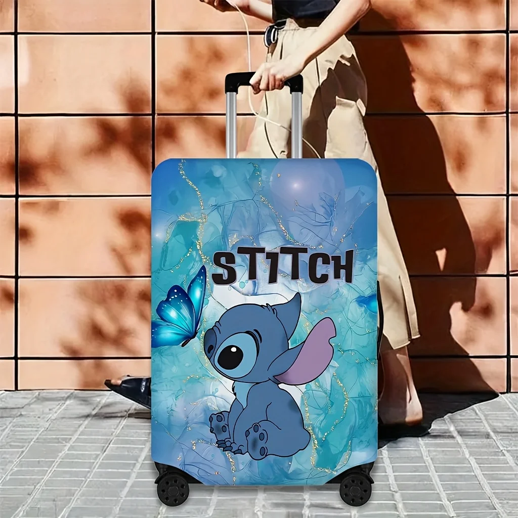 Disney ‌ Housse de valise Stitch Cute Cartoon, fibre de polyester durable, accessoires épais et résistants à l'usure et légers