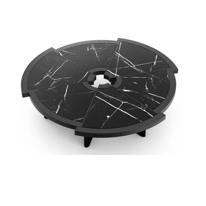 طاولة قهوة مستديرة من الخيزران على الطراز الياباني وابي سابي وغرفة معيشة من الخشب الصلب مصممة من الخشب الصلب وبلاط صخري إسكندنافي B & B #4