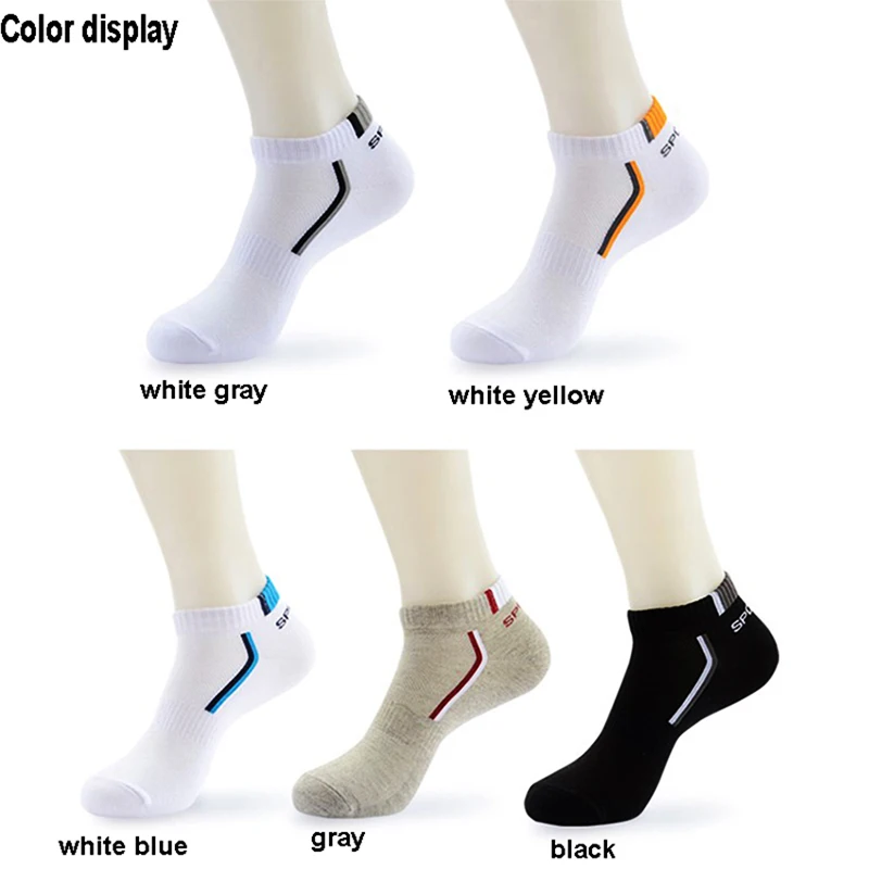 5 Pairs/Lot Spring Summer Men\'s Socks Breathable Ankle Cotton Sport Socks Mesh Casual Athletic Thin Short Sokken Size 38-48