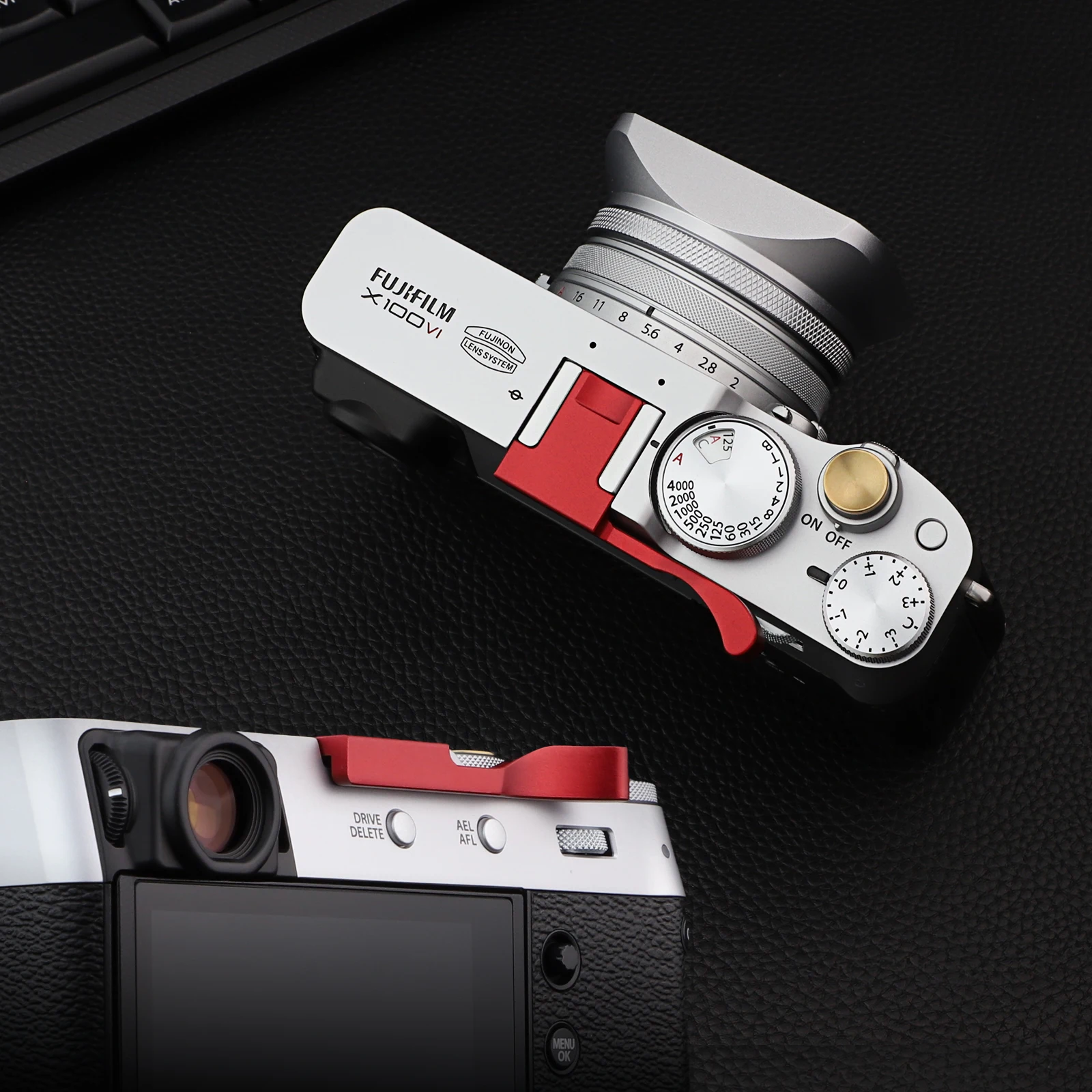 

Haoge THB-X2R Metal Hot Shoe Thumb Up Rest Hand Grip for Fujifilm Fuji X100VI X100V Camera Red