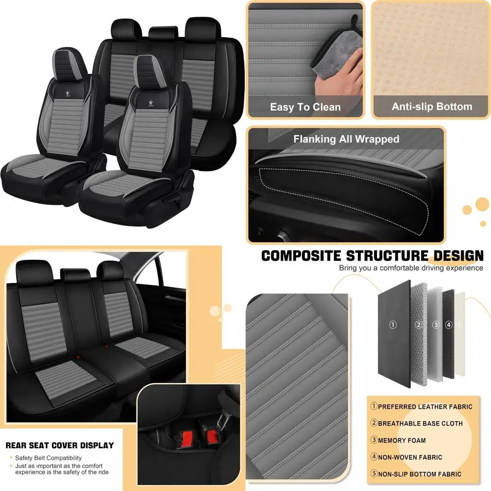 

Car Seat Cover for Honda Civic 2003-2026 Full Coverage Nappa Leather Car Seat Protector, Fashion Anti-Slip Waterproof Breathable