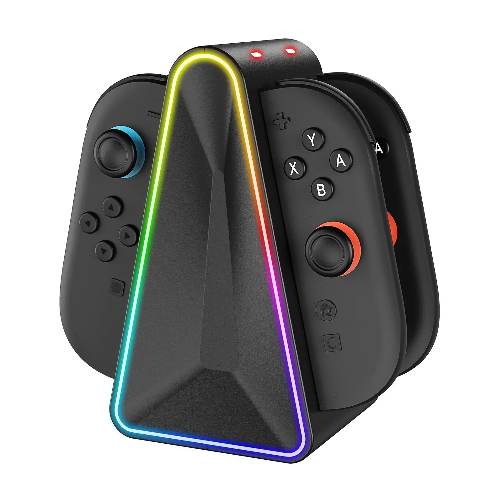 لوحدة تحكم Switch 2 / OLED/Lte مع مقبض شحن الضوء المحيط RGB Joypad شاحن وحدة التحكم اليسرى واليمنى 4 في 1 مجموعة