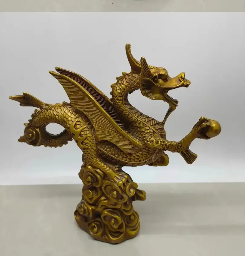 Metal Flying Dragon 19cm High Decorative Decoration Home, Office, Cultural and Creative Decoration