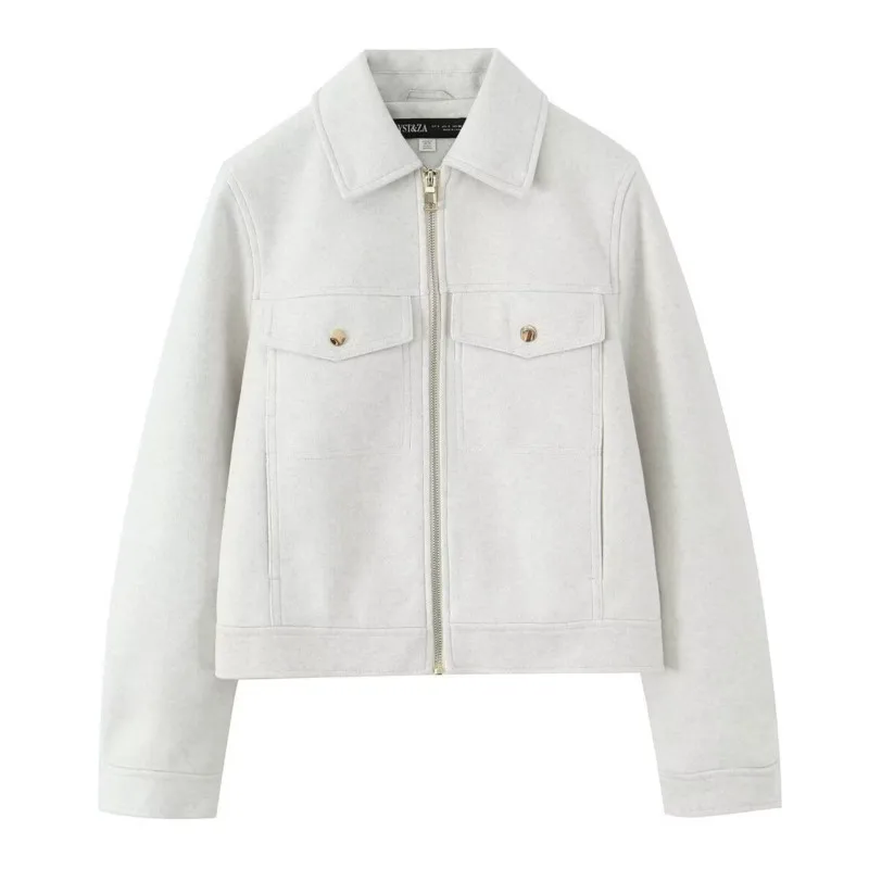

HipSeam Women Soft Zipper Jacket with Long Sleeve Autumn Casual Turn Down Collar Pocket Women's Jacket Fashion Female Coats