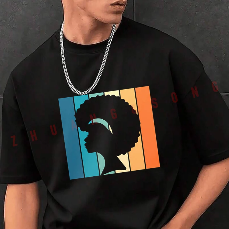 

Black Girl Rainbow Color Design T-shirt Male Brand Tee Shirt Men Summer T Shirts Casual High Quelity O-neck Tees