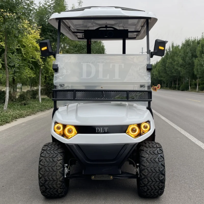 Hot Sale Multipurpose Off-road Vehicle, Standard 4 Seat 60V Golf Cart Gasoline Driven Golf Cart with Folding Seats & Sand Bucket