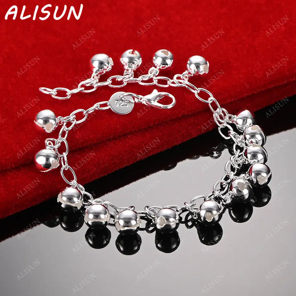 

ALISUN 925 Sterling Silver Design Bells Bracelet For Women Men Fashion Jewelry Charm Grace Noble Wedding Accessories